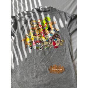 Nickelodeon 90s Cartoon Characters Graphic T-Shirt Gray Medium